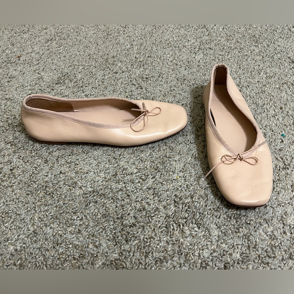 Everlane Soft Pink Ballet Flats Bow Leather Preppy Women's Minimalist Size 8